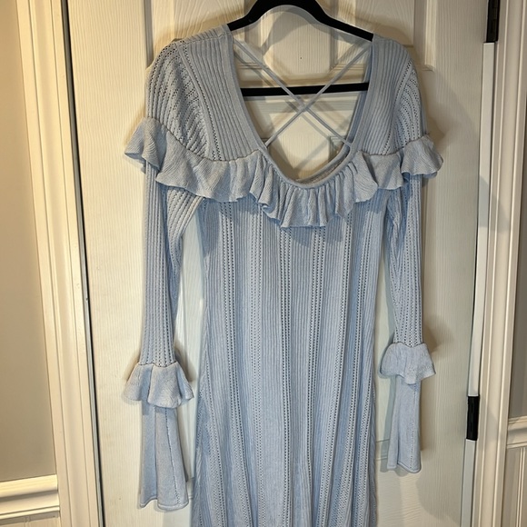 KNIT TEXTURE RUFFLE TRIM DRESS - Picture 5 of 5